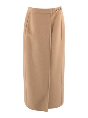 Gabriela Hearst Tan Cashmere Wrap Skirt