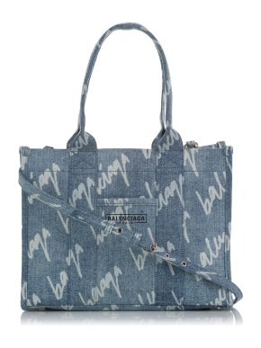 Balenciaga Small Logo Denim Hardware Tote