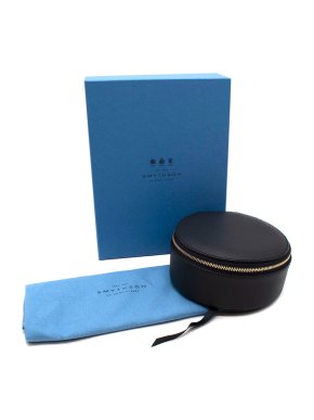 Smythson Black Leather Travel Jewellery Case