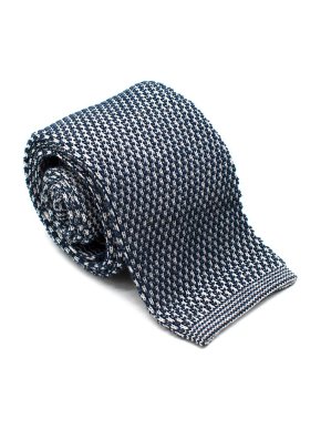 Roda Blue & White Knitted Square Tie
