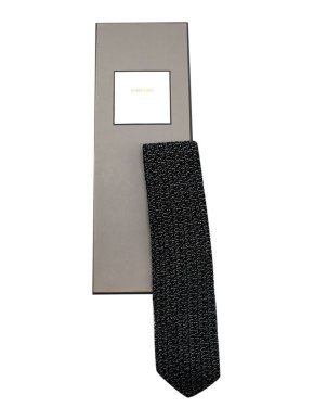 Tom Ford Black & White Knitted Tie