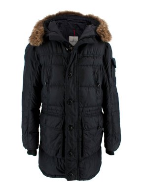Moncler Black Quilted Fur Trimmed Affton Parka