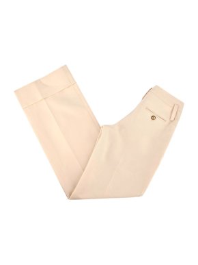 Celine Cream Wide Leg Cuffed Tailored Trousers