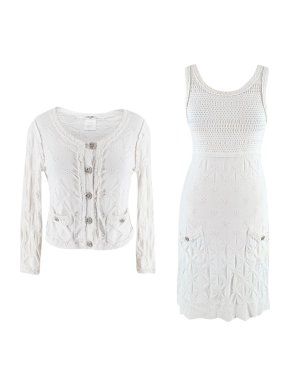 Chanel White Embroidered Knit Cardigan and Dress