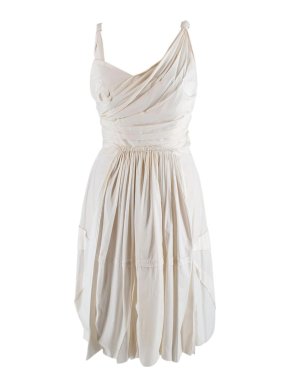 Prada asymmetric pleated cotton poplin dress