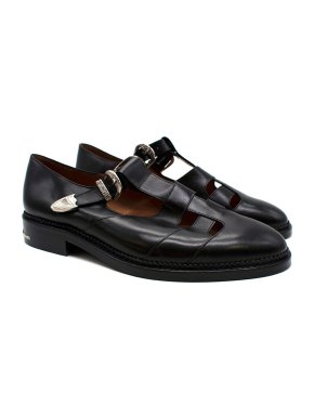Toga Black Leather Cut-out Loafers