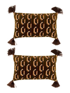 Poodle & Blonde Chain of Fools Ginger Rectangle Velvet Pillows x 2