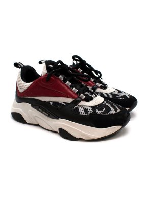 Dior B22 Black, White & Red Mesh Sneakers