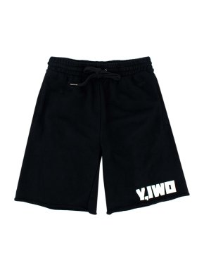 Y,IWO Black Cotton Sweat Shorts