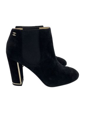 Chanel Black Suede Ankle Boots