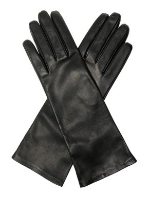 Saint Laurent Silk Lined Black Leather Gloves - Size 7