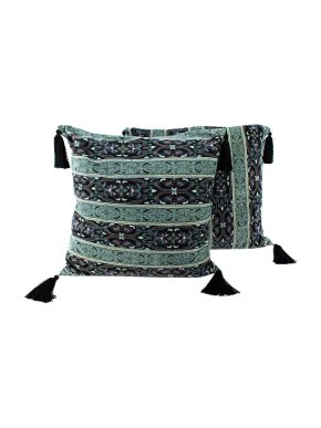 House of Hackney Paisley Turquoise Large Velvet Pillows