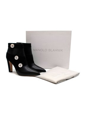 Manolo Blahnik Iridescent Button Leather Ankle Boots