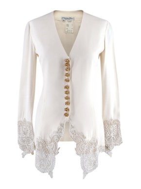 Dior Cream Vintage Lace-trimmed Jacket