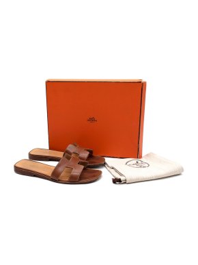 Hermes Gold Oran Sandals