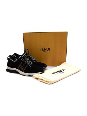 Fendi FF Lace-up Knit Sneakers