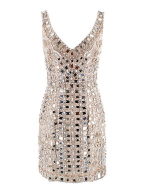 Collette Dinnigan Rare Exclusive Crystal Embellished Mirrored Dress