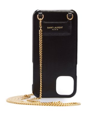 Saint Laurent Black Leather 11 Pro iPhone Crossbody case