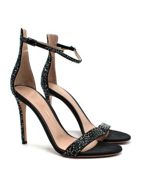 Gianvito Rossi Black Crystal Embellished Portofino 85mm Sandals
