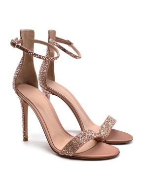 Gianvito Rossi Rose Gold Crystal Embellished Portofino 85mm Sandals
