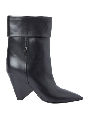 Saint Laurent Black Leather Monogram Niki Boots