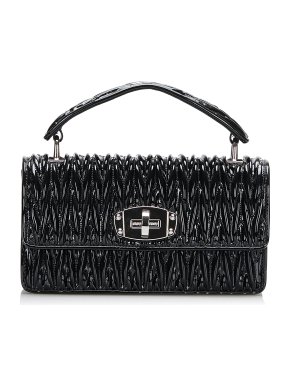 Miu Miu Black Matelasse Pattina Crystal Crossbody Bag