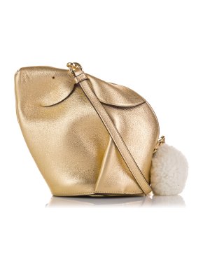Loewe Gold Leather Mini Bunny Crossbody Bag