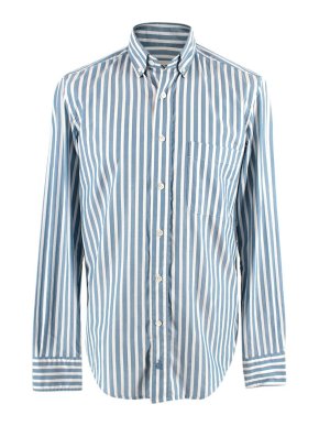 Lanvin Blue and White Striped Cotton Shirt