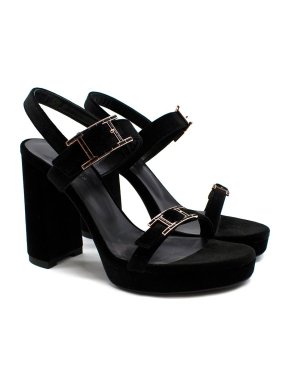 Hermes Black Velvet Bossa Sandals