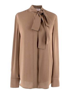 Valentino Garavani Caramel Silk Pussybow Blouse