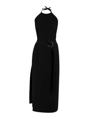 Salvatore Ferragamo Black Halterneck Gancini Buckle Cotton Sun Dress