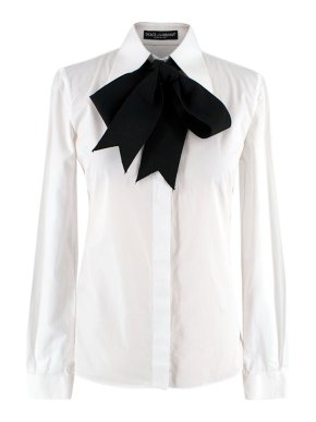 Dolce & Gabbana White Shirt with Black Pussybow