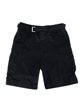 Sacai Black Panelled Belted Shorts