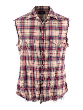 Alanui Plaid Sleeveless Distressed Shirt