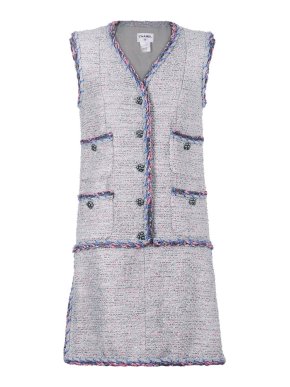 Chanel Grey Fantasy Tweed Runway Sleeveless Dress