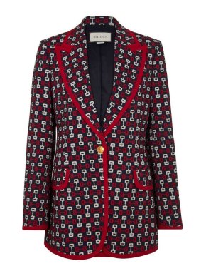Gucci Navy & Red Horsebit Jacket