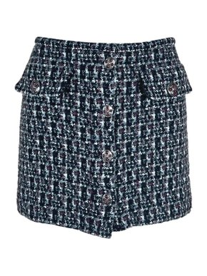 Chanel Button Down Tweed Mini Skirt