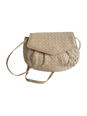 Bottega Veneta Cream Intrecciato Shoulder Bag