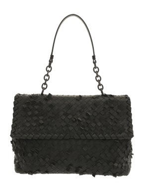 Bottega Veneta Black Nappa Intrecciato Olimpia Shoulder Bag