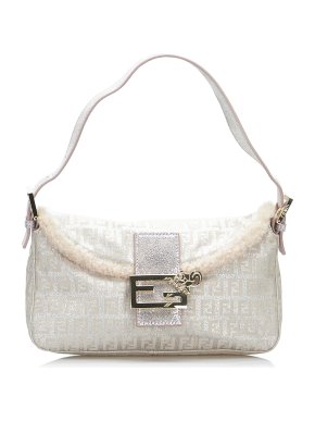 Fendi Limited Edition Metallic Zucchino Shearling Baguette Bag