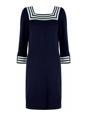 Chanel Navy Maritime Motif Cashmere Dress