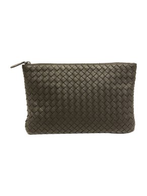 Bottega Veneta Brown Nappa Intrecciato Zip Clutch Bag