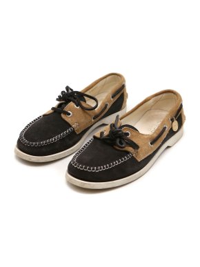 Chanel Grey and Beige Suede Boat Shoes