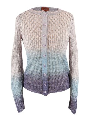Missoni Metallic Tonal Purple Knit Cardigan