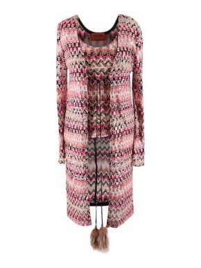 Missoni Sequin Embellished Pink Zig Zag Cardigan Set