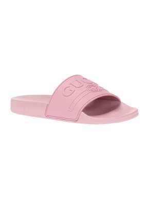 Gucci Pink Logo Rubber Slides