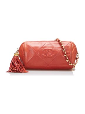 Chanel Red Quilted Leather CC Timeless Crossbody Bag