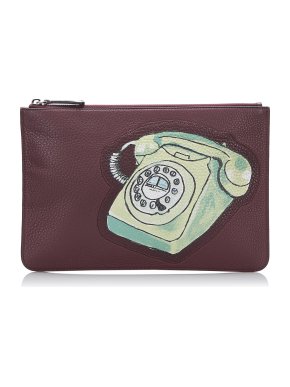 Fendi Telephone Printed Leather Clutch