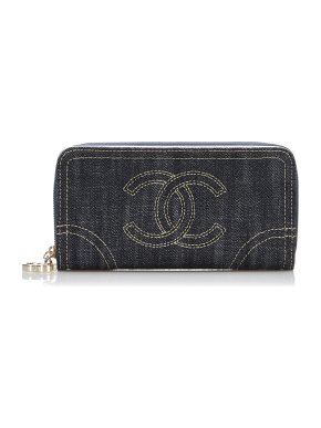 Chanel CC Denim Zip Around Wallet