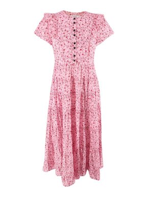 Cefinn Sawyer Pink Floral Cotton Midi Dress